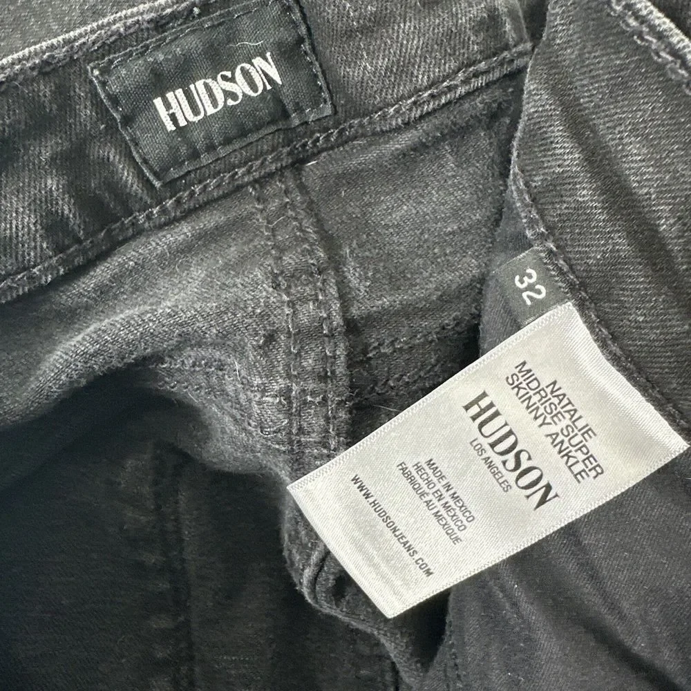 Hudson Jeans‎ Women's 32 Black Natalie Super Skinny Mid Rise Stretch Ankle